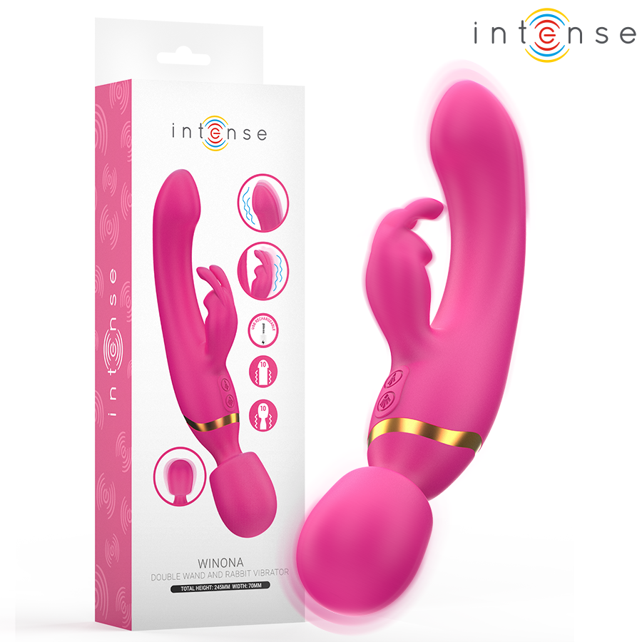 Vibromasseur double polyvalent lapin et baguette — INTENSE HIGH TECH