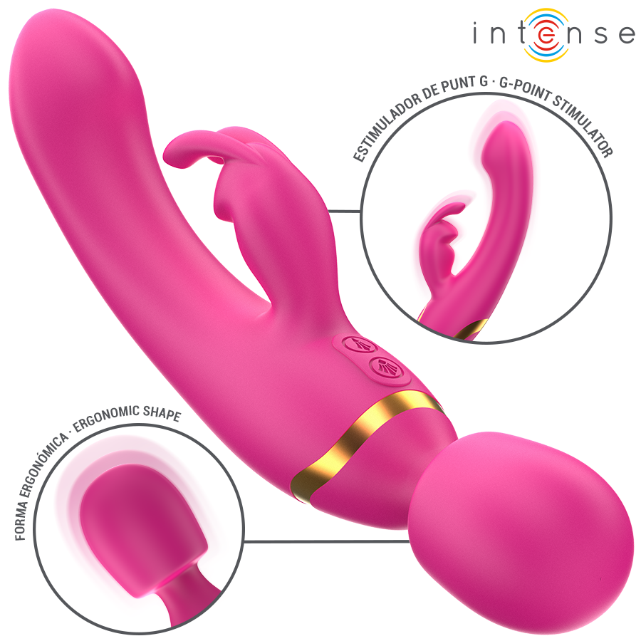 Vibromasseur double polyvalent lapin et baguette — INTENSE HIGH TECH