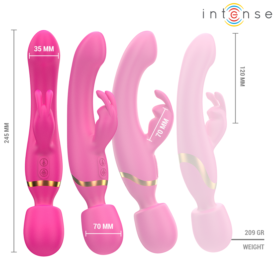 Vibromasseur double polyvalent lapin et baguette — INTENSE HIGH TECH