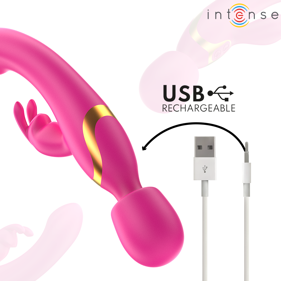 Vibromasseur double polyvalent lapin et baguette — INTENSE HIGH TECH