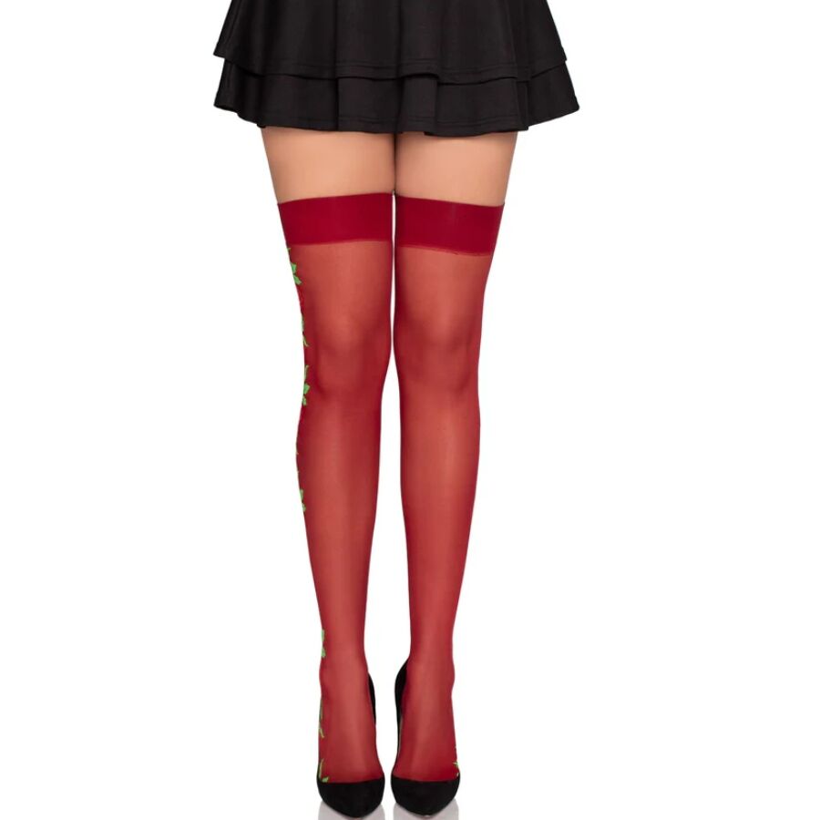 Bas porte-jarretelles fleuri — LEG AVENUE HOSIERY