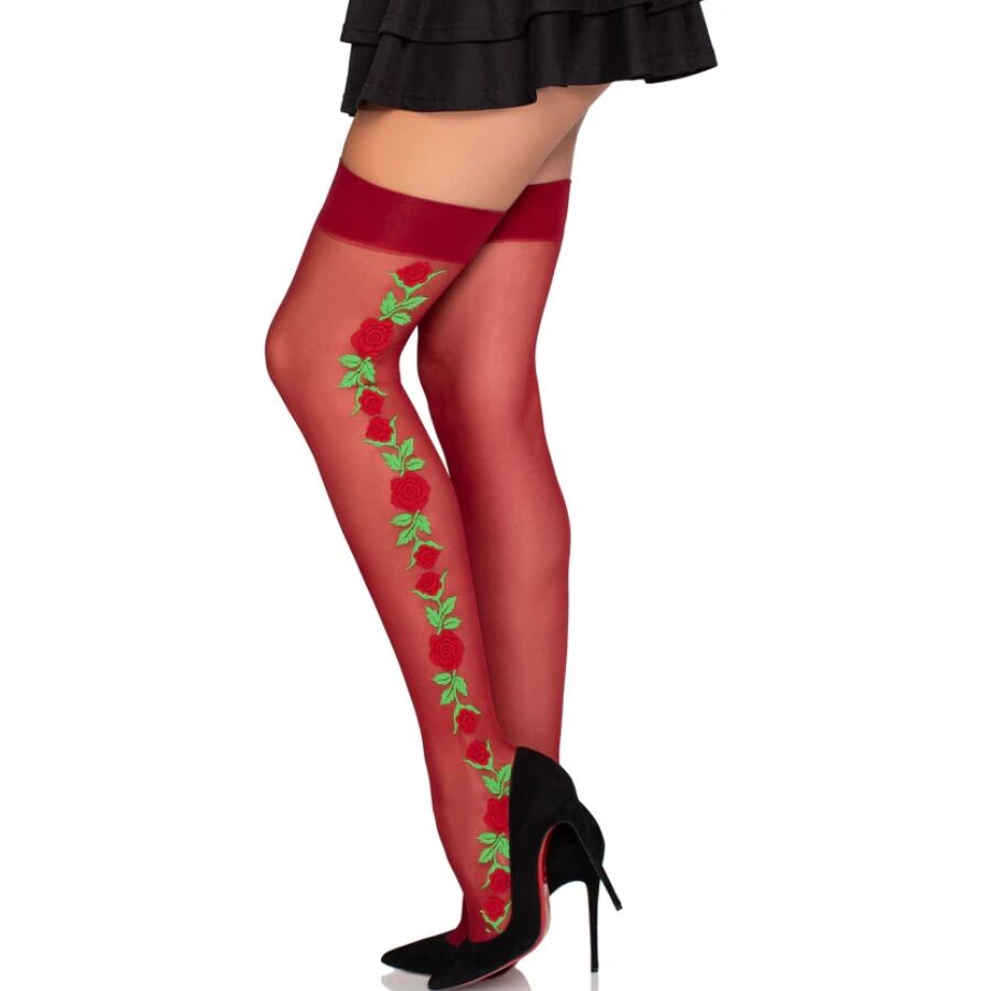 Bas porte-jarretelles fleuri — LEG AVENUE HOSIERY