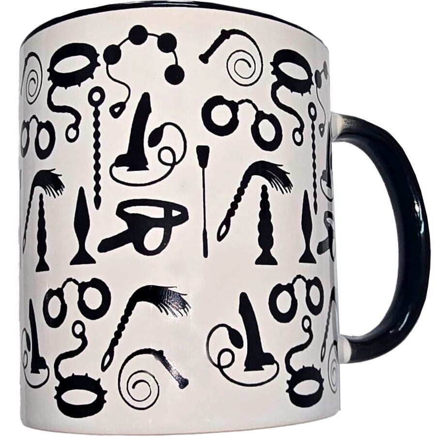 Mug bondage blanc à anse noire 370 ml — Diablo Picante