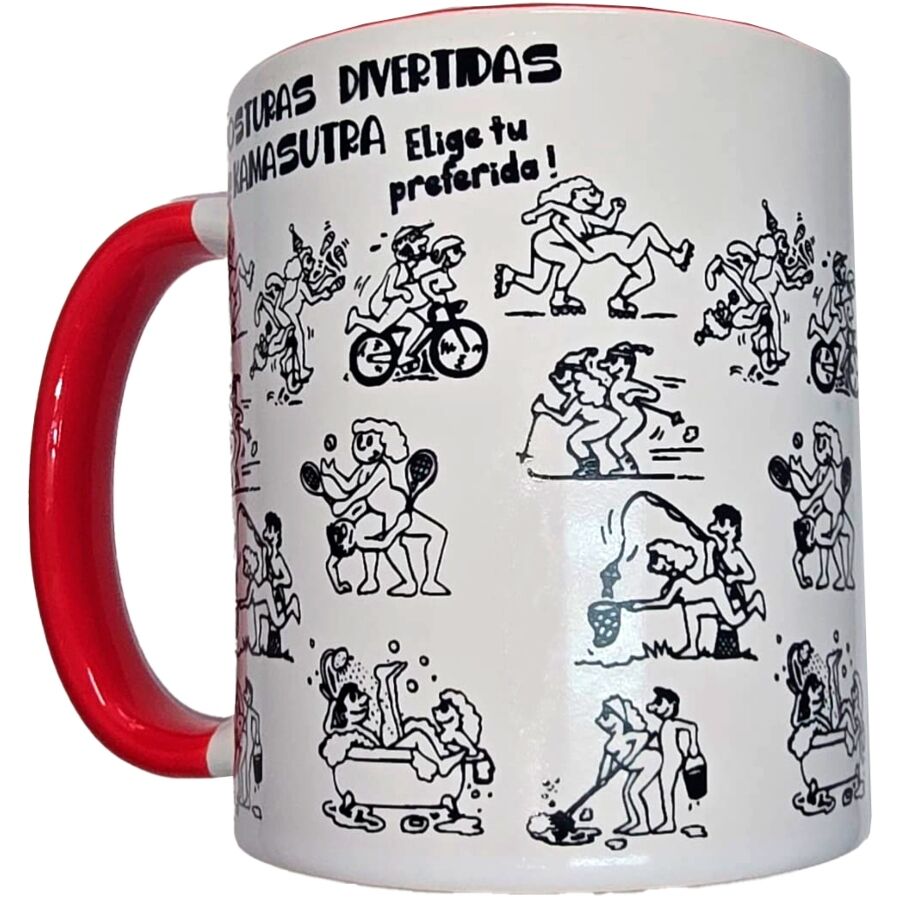 Mug coquin Kamasutra positions avec anse rouge 370 ml — DIABLO PICANTE