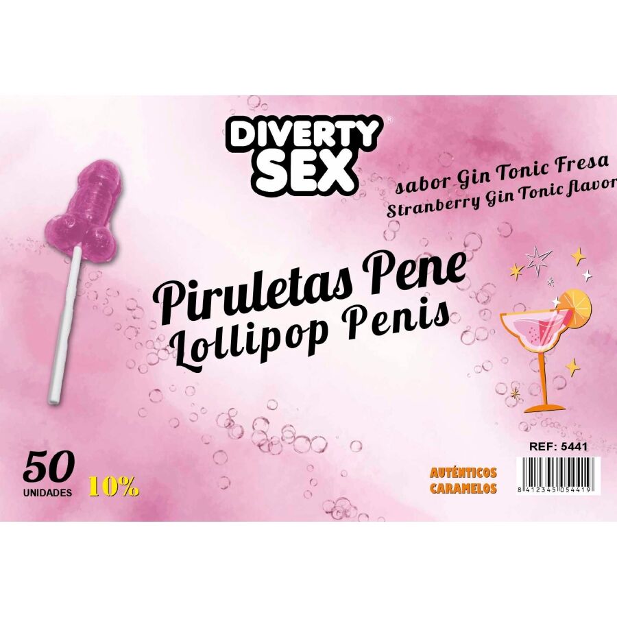Sucettes pénis gin tonic fraise 10% alcool — DIABLO GOLOSO