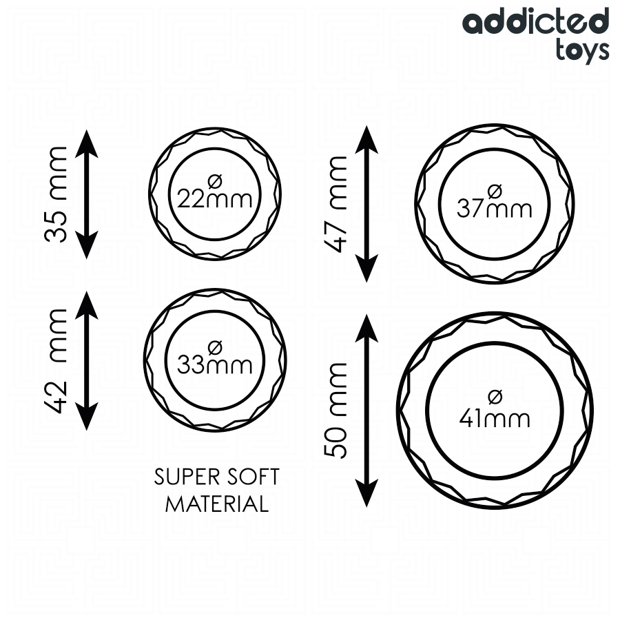 Ensemble d'anneaux pénis texturés, 4 tailles — ADDICTED TOYS