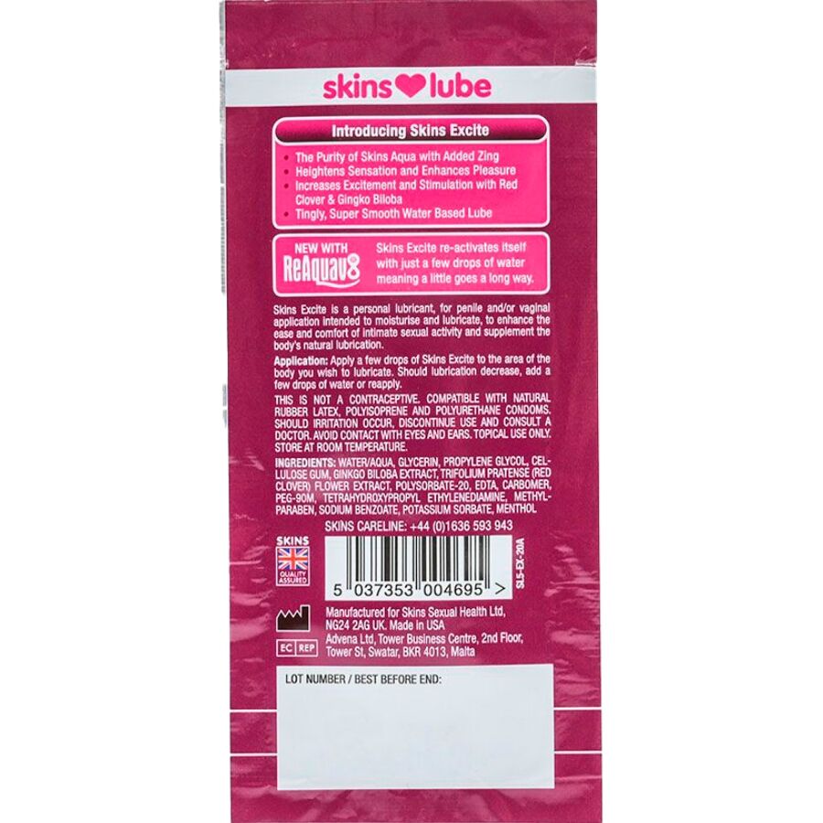Lubrifiant piquant à base d'eau en dose unique — SKINS