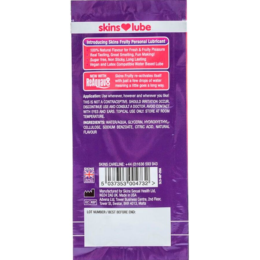 Lubrifiant fruité mangue et fruit de la passion en dose unique 5 ml — SKINS