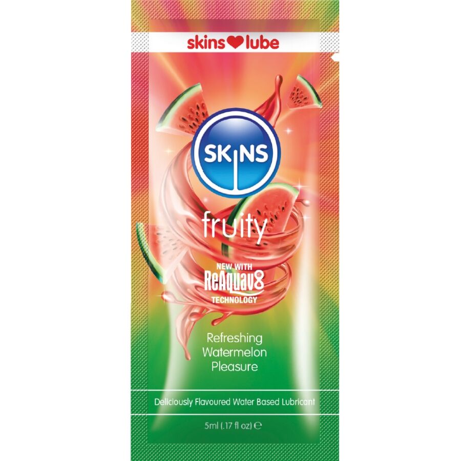 Lubrifiant fruité à base d'eau à la pastèque, dose unique — SKINS