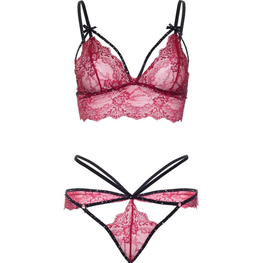 Ensemble soutien-gorge et string bordeaux en dentelle — LEG AVENUE SETS