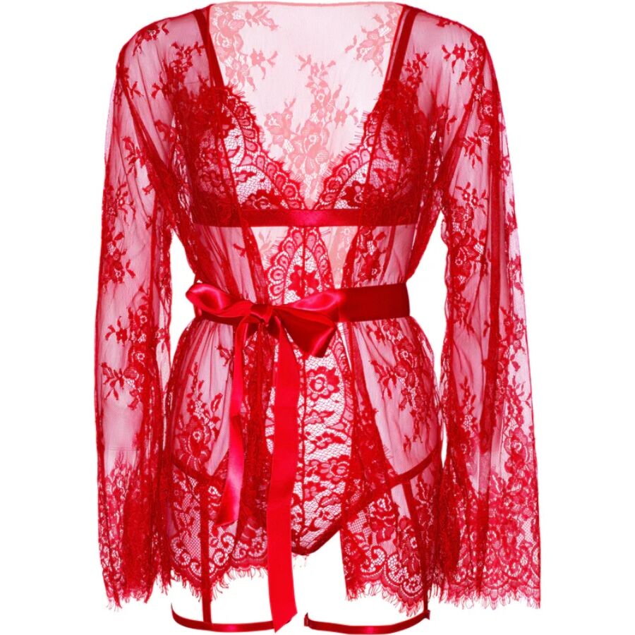 Ensemble peignoir et porte-jarretelles rouge taille M — LEG AVENUE SETS