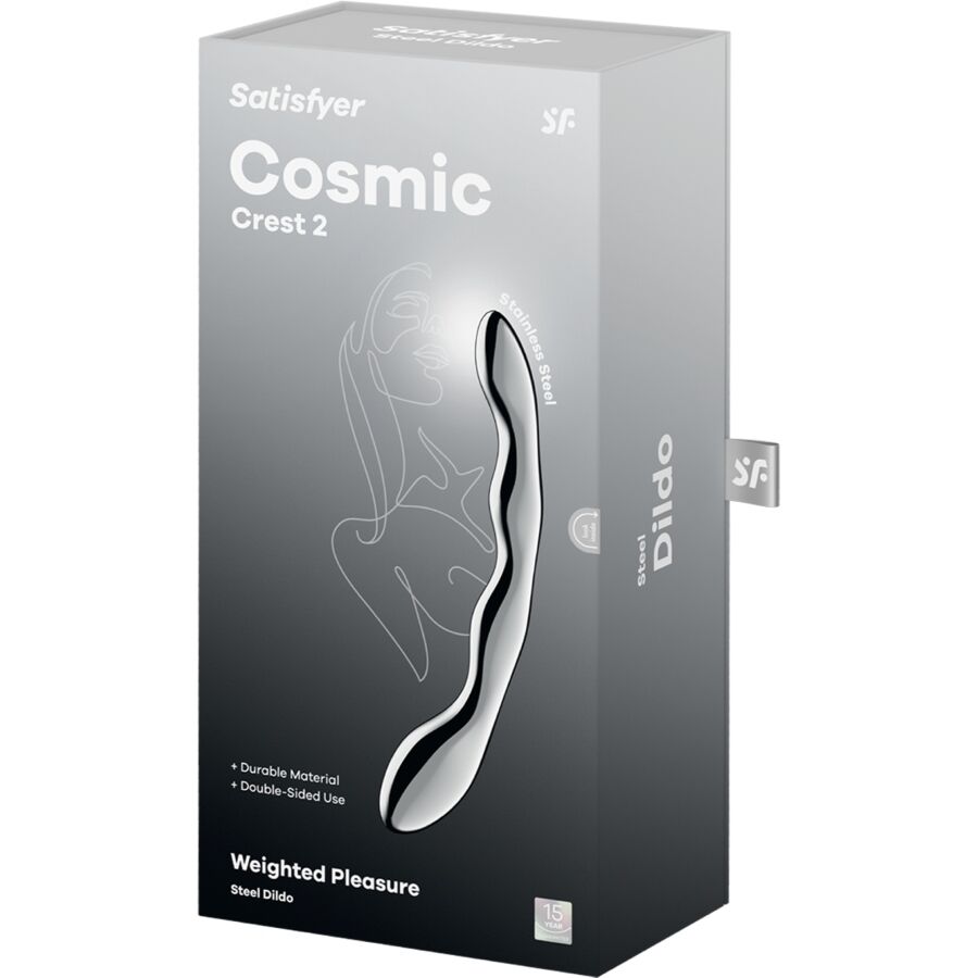 Godemiché double en acier inoxydable à courbes ondulées — SATISFYER DILDO