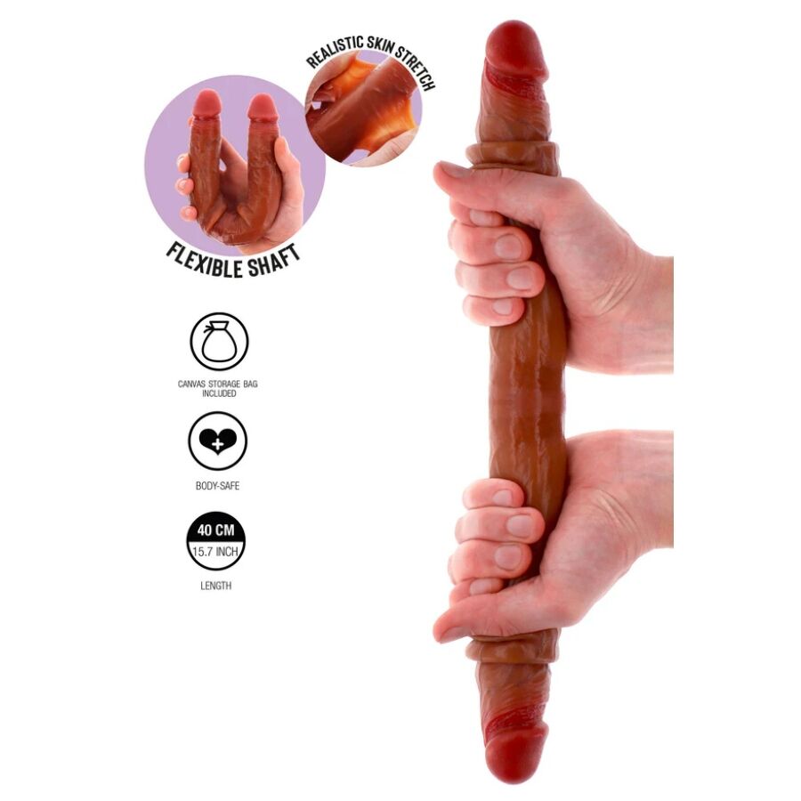Godemichet double extrémité en silicone caramel 40 cm — GET REAL