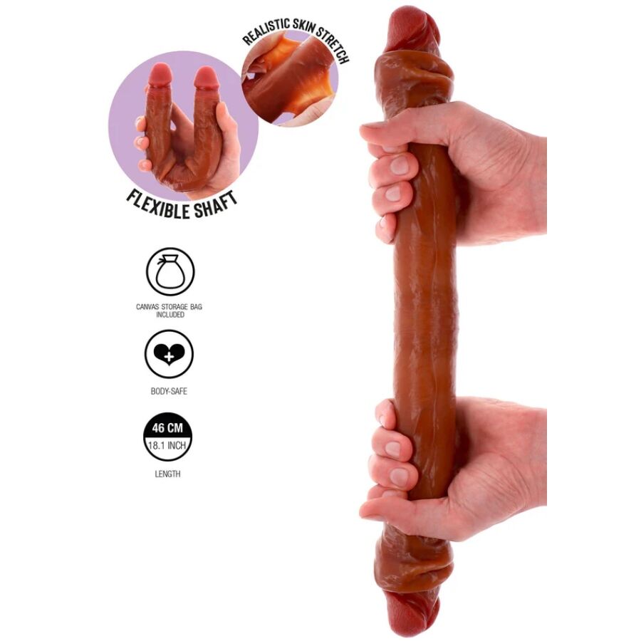 Godemichet double extrémité en silicone caramel 46 cm — GET REAL