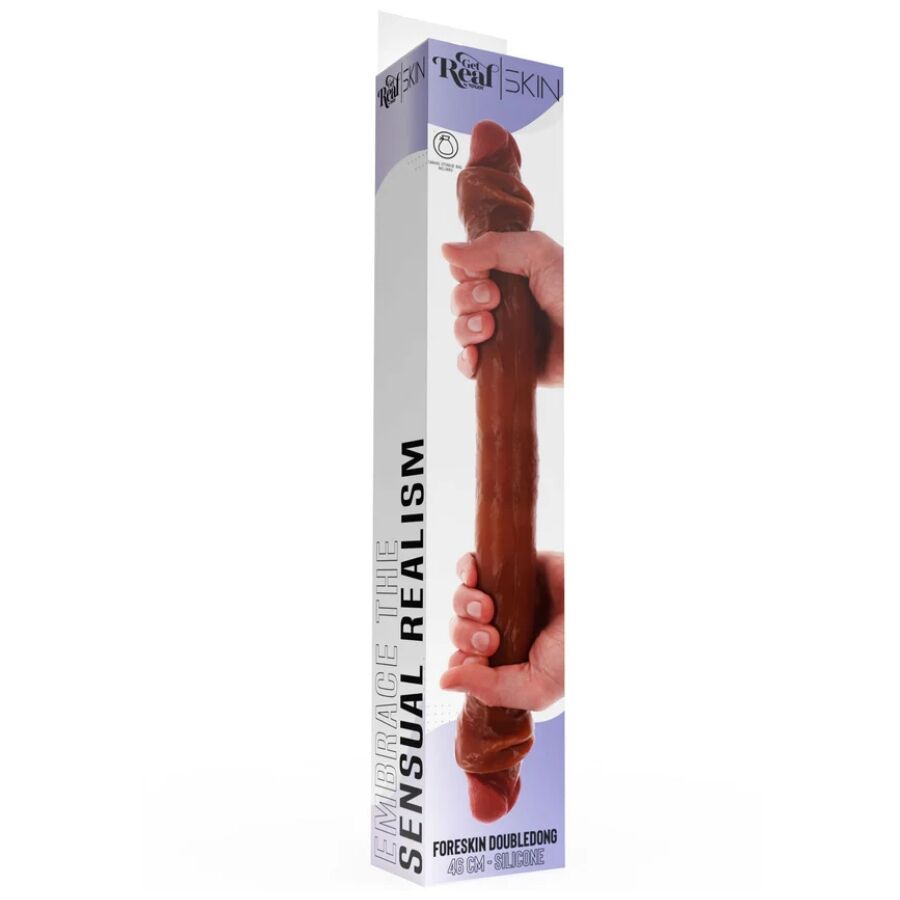 Godemichet double extrémité en silicone caramel 46 cm — GET REAL