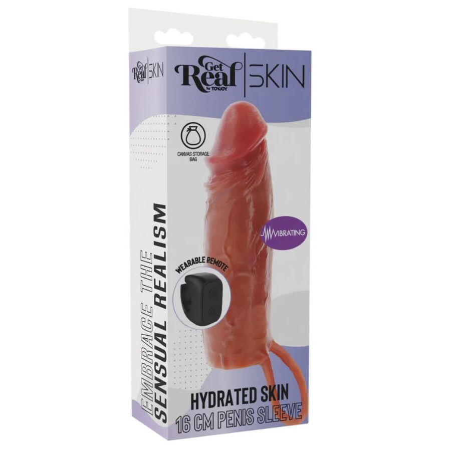 Manchon pénien vibrant en silicone hydratant caramel 16 cm — GET REAL