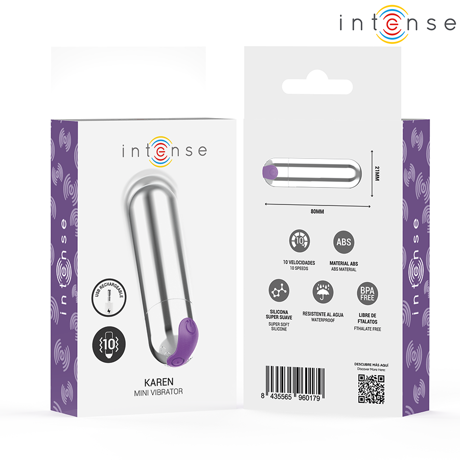 Mini vibromasseur rechargeable Karen argent — INTENSE FUN TOYS