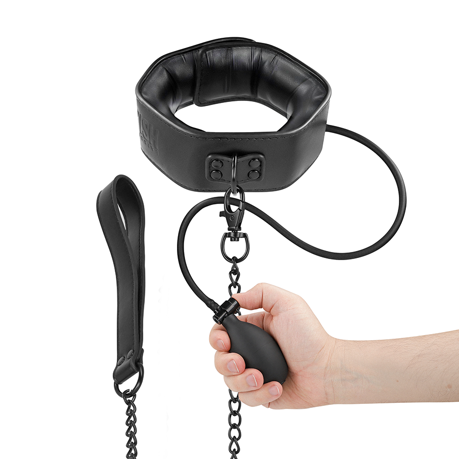 Collier de bondage gonflable avec chaîne — FETISH SUBMISSIVE EXTREME