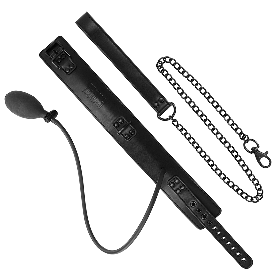 Collier de bondage gonflable avec chaîne — FETISH SUBMISSIVE EXTREME