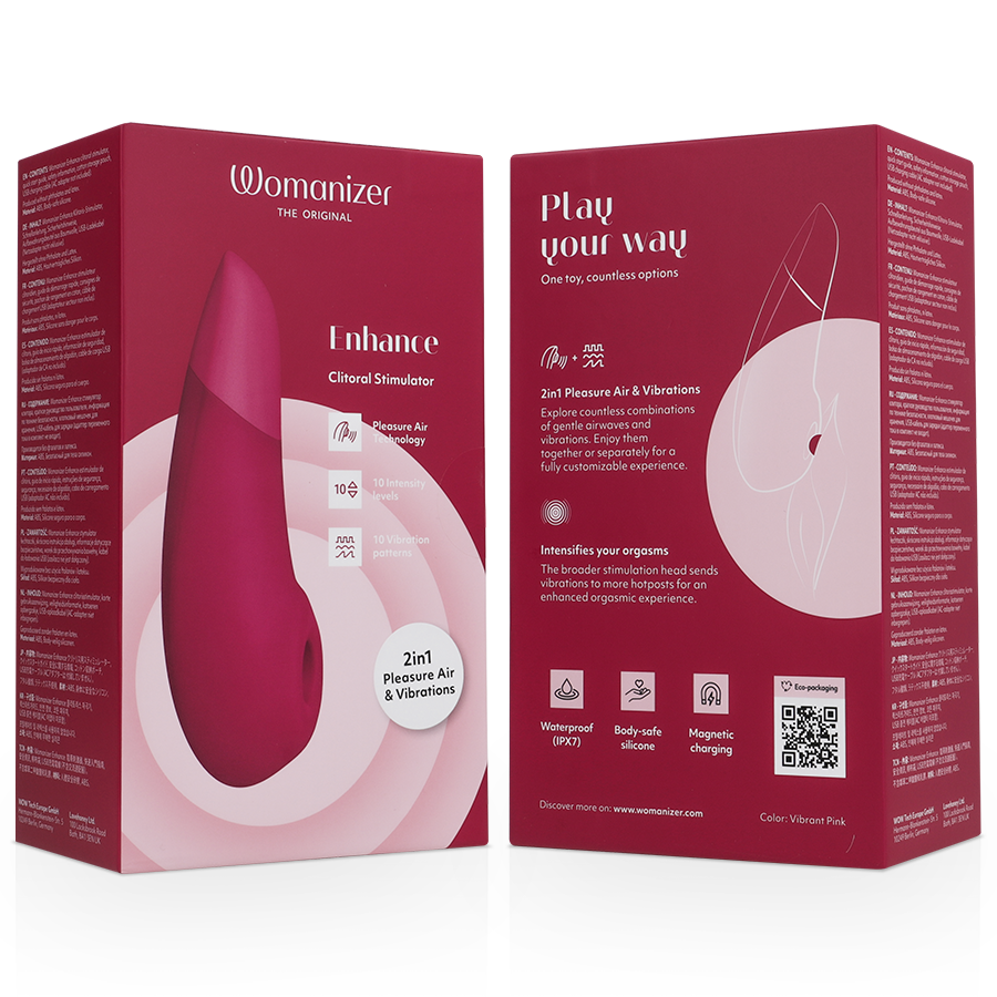 Stimulateur clitoridien 2-en-1 Pleasure Air et vibrations rose vibrant — WOMANIZER