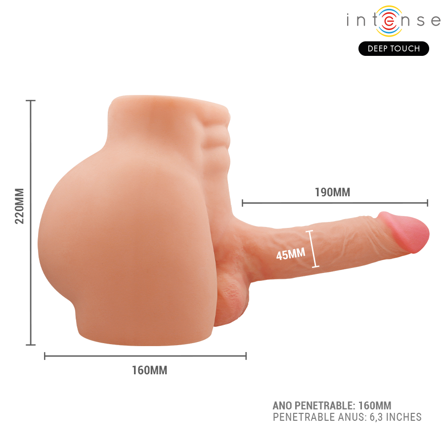 Torse masculin hyperréaliste avec godemichet vibrant et anus pénétrant, télécommande — INTENSE BODIES & MASTURBATORS