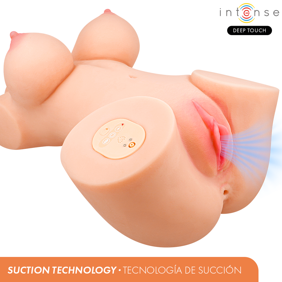 Torso masturbador hiperrealista con succión, calor, vibraciones y efectos de voz — INTENSE BODIES & MASTURBATORS
