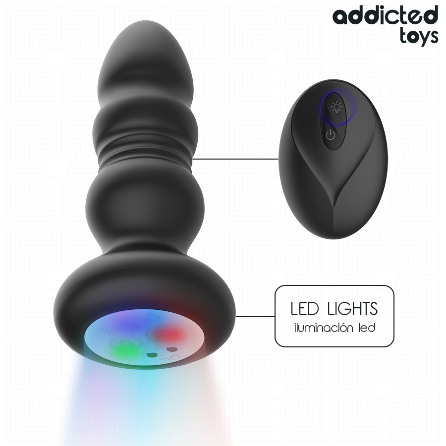 Plug anal rotatif et vibrant avec télécommande et lumière LED — ADDICTED TOYS