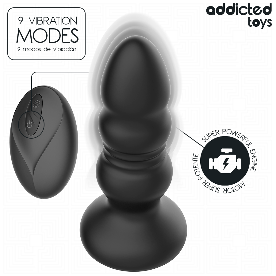 Plug anal rotatif et vibrant avec télécommande et lumière LED — ADDICTED TOYS