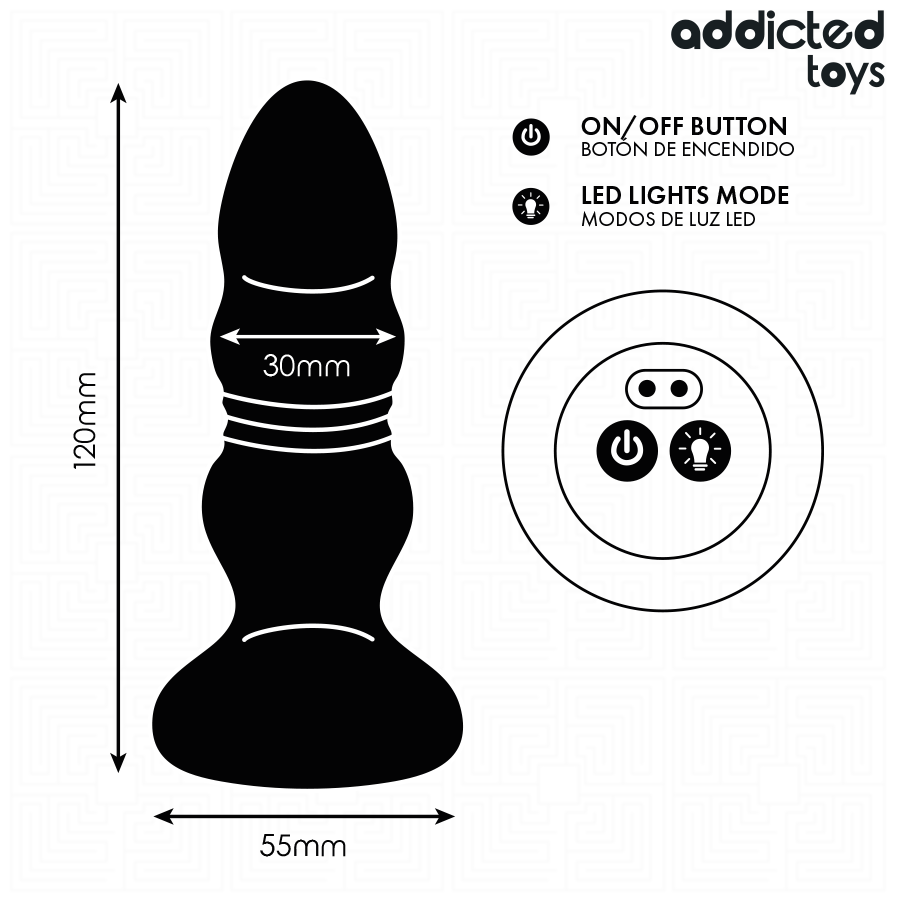 Plug anal rotatif et vibrant avec télécommande et lumière LED — ADDICTED TOYS