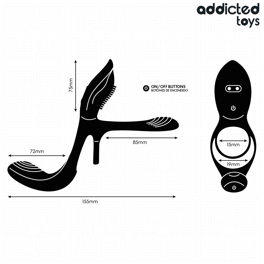Double anneau pénis et testicules avec stimulateur clitoridien — ADDICTED TOYS