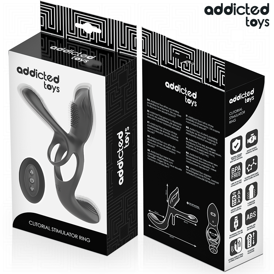 Double anneau pénis et testicules avec stimulateur clitoridien — ADDICTED TOYS