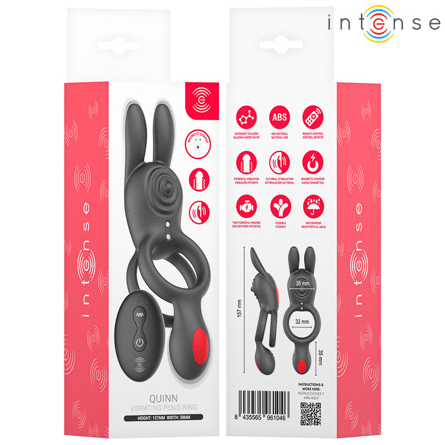 Anneau vibrant double stimulation avec télécommande — Intense for Him