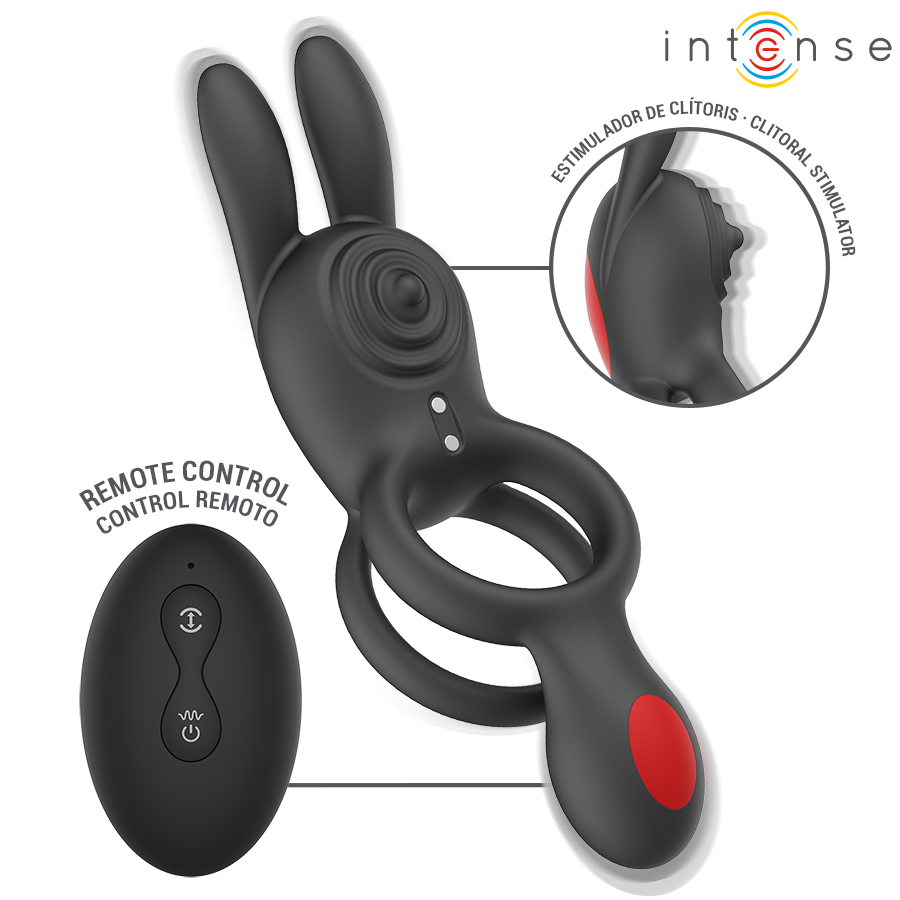 Anneau vibrant double stimulation avec télécommande — Intense for Him