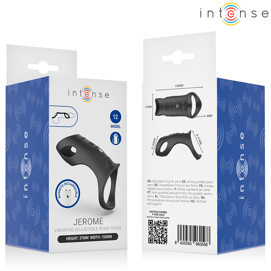 Anneau pénien vibrant réglable avec extension — INTENSE FOR HIM