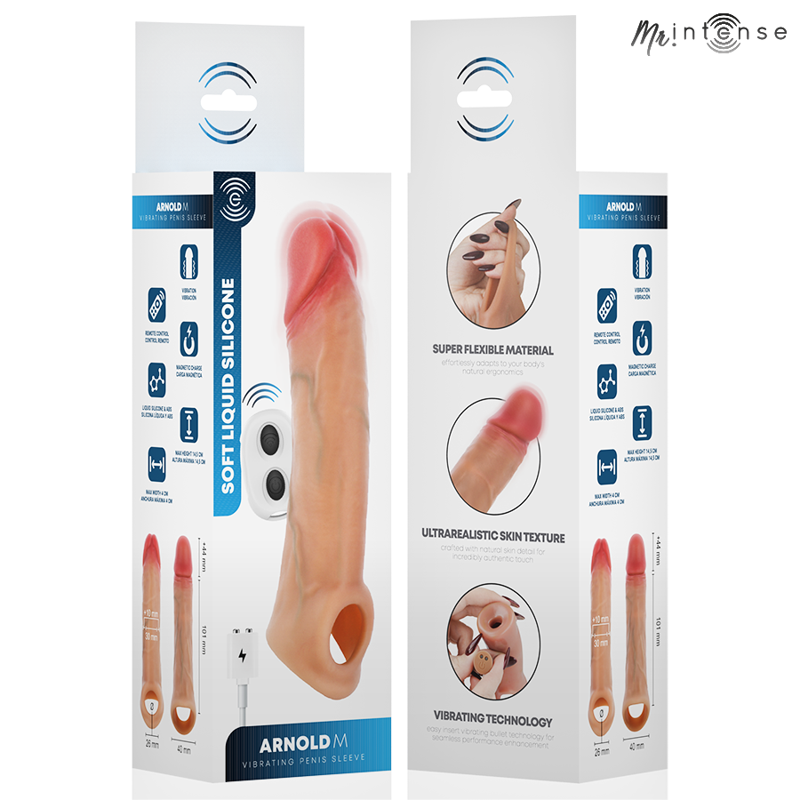 MR INTENSE - ARNOLD M VIBRATEUR MANCHON PÉNIS EN SILICONE AVEC TÉLÉCOMMANDE 14,5 CM -Ø- 4 CM
