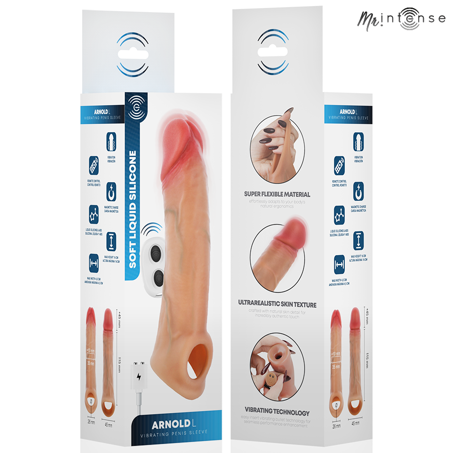 MR INTENSE - ARNOLD L VIBRATEUR MANCHON PÉNIS EN SILICONE AVEC TÉLÉCOMMANDE 16 CM -Ø- 4,5 CM