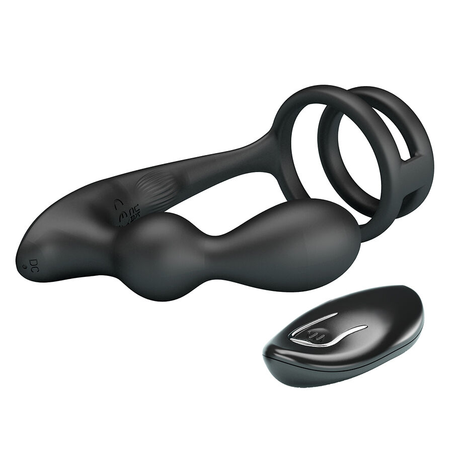 Plug anal vibrant avec anneau pénien et télécommande — MR PLAY
