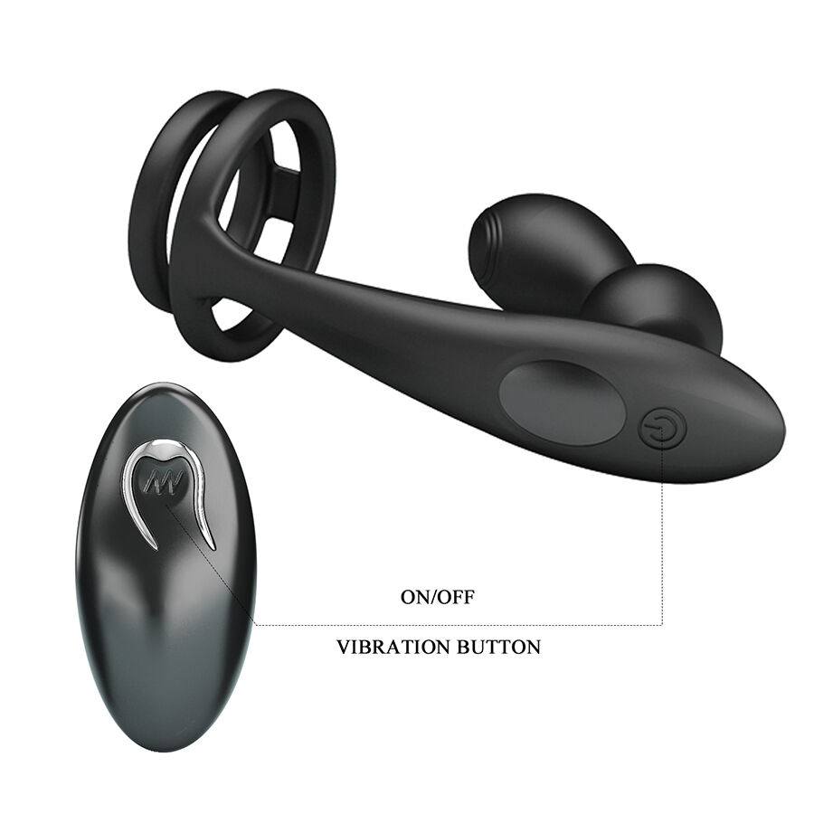 Plug anal vibrant avec anneau pénien et télécommande — MR PLAY