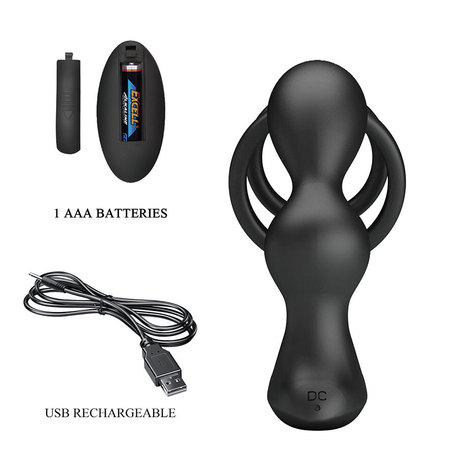 Plug anal vibrant avec anneau pénien et télécommande — MR PLAY