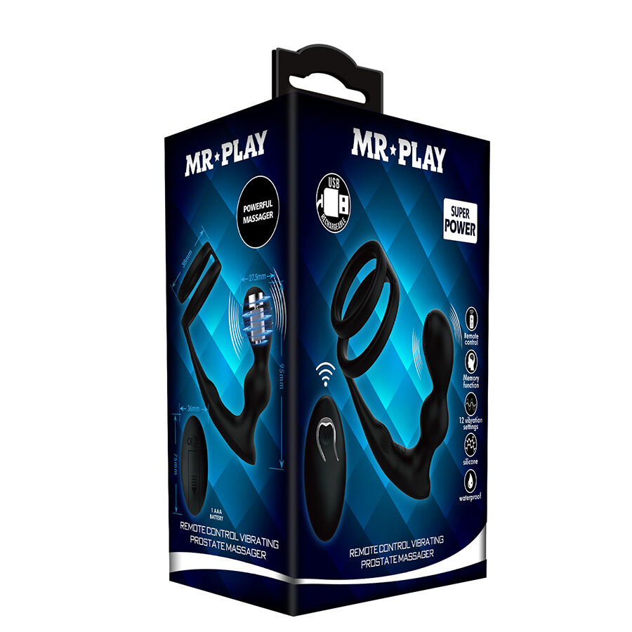 Plug anal vibrant avec anneau pénien et télécommande — MR PLAY