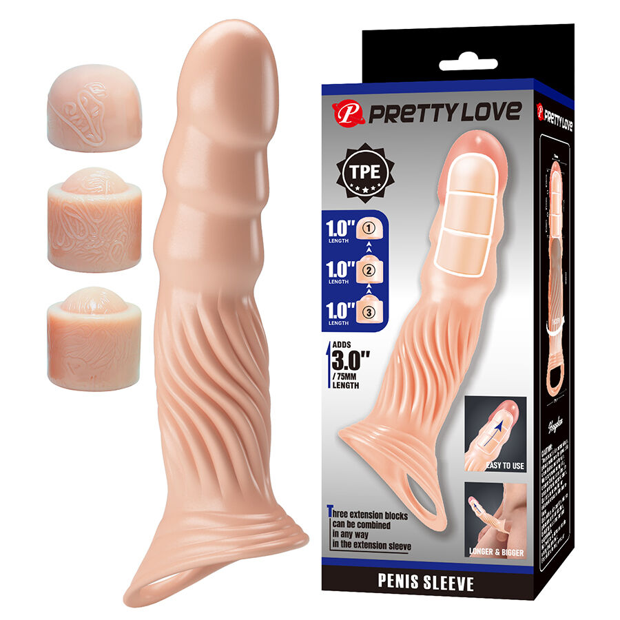 Gaine pénienne texturée avec anneau de fixation — PRETTY LOVE MALE
