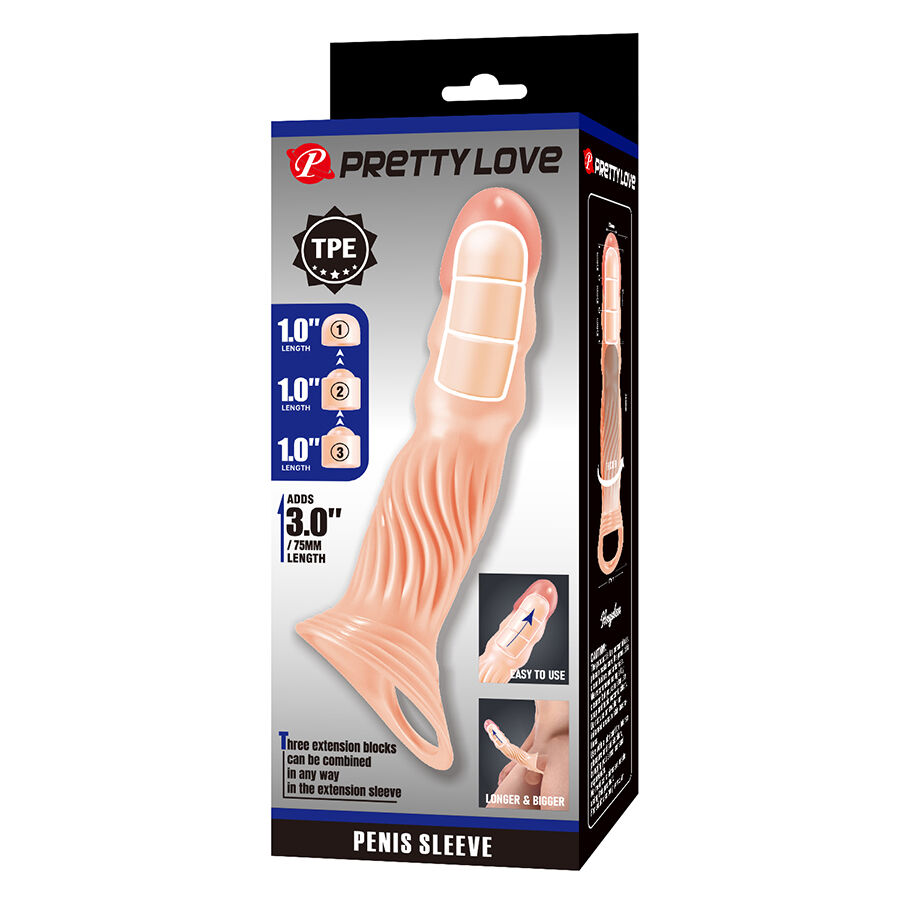 Gaine pénienne texturée avec anneau de fixation — PRETTY LOVE MALE