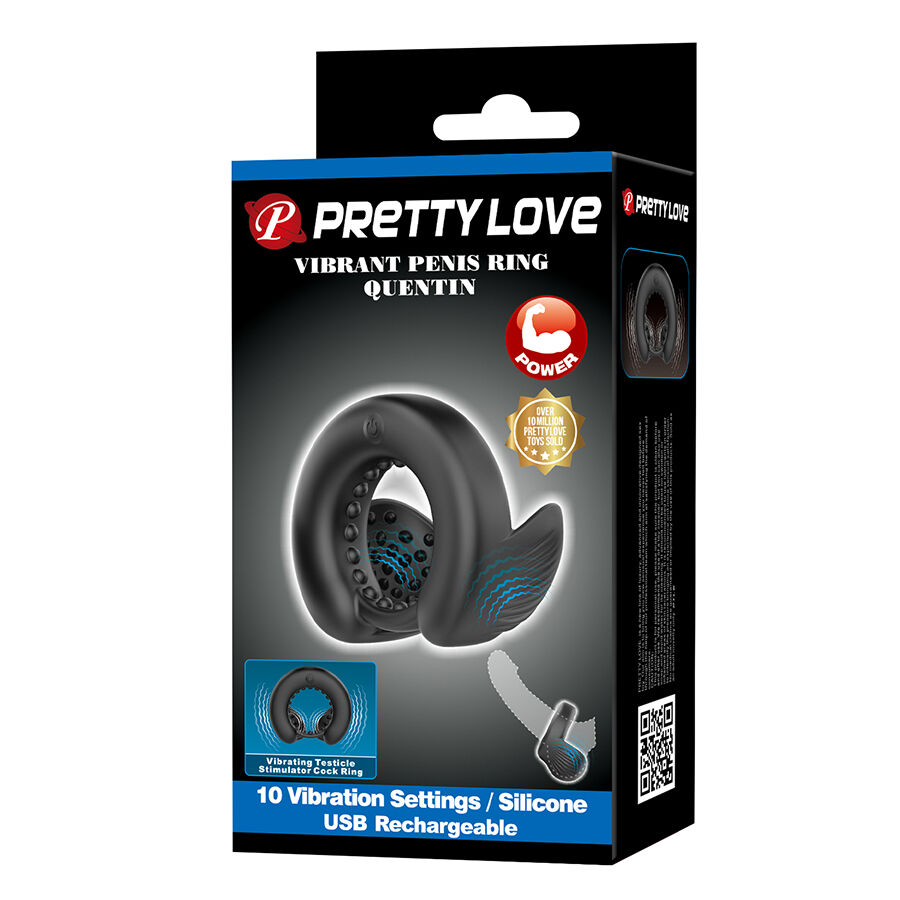 Anneau vibrant double pénis et testicules Quentin — PRETTY LOVE MALE