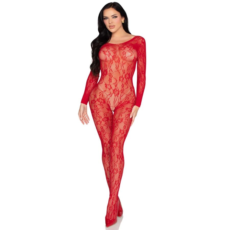 Body in pizzo floreale rosso — LEG AVENUE BODYSTOCKINGS