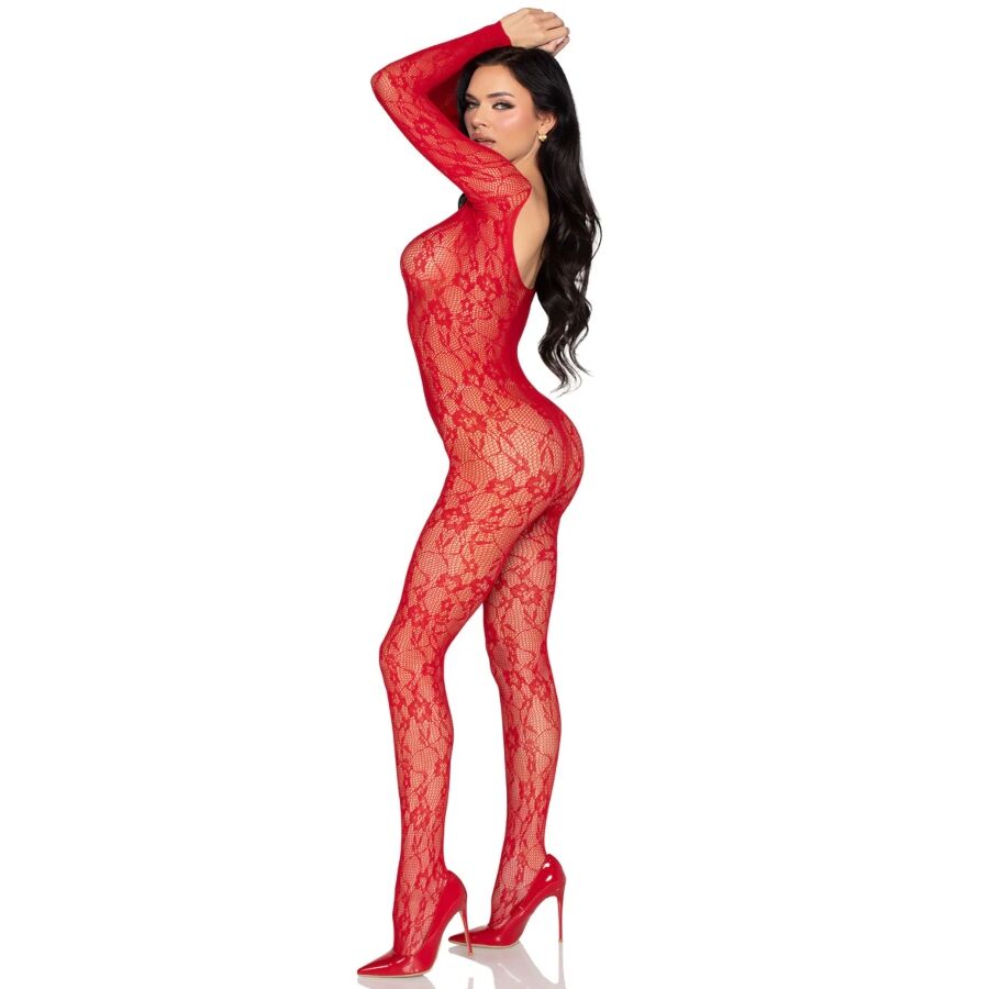 Body in pizzo floreale rosso — LEG AVENUE BODYSTOCKINGS
