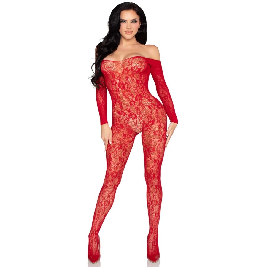 Body in pizzo floreale rosso — LEG AVENUE BODYSTOCKINGS