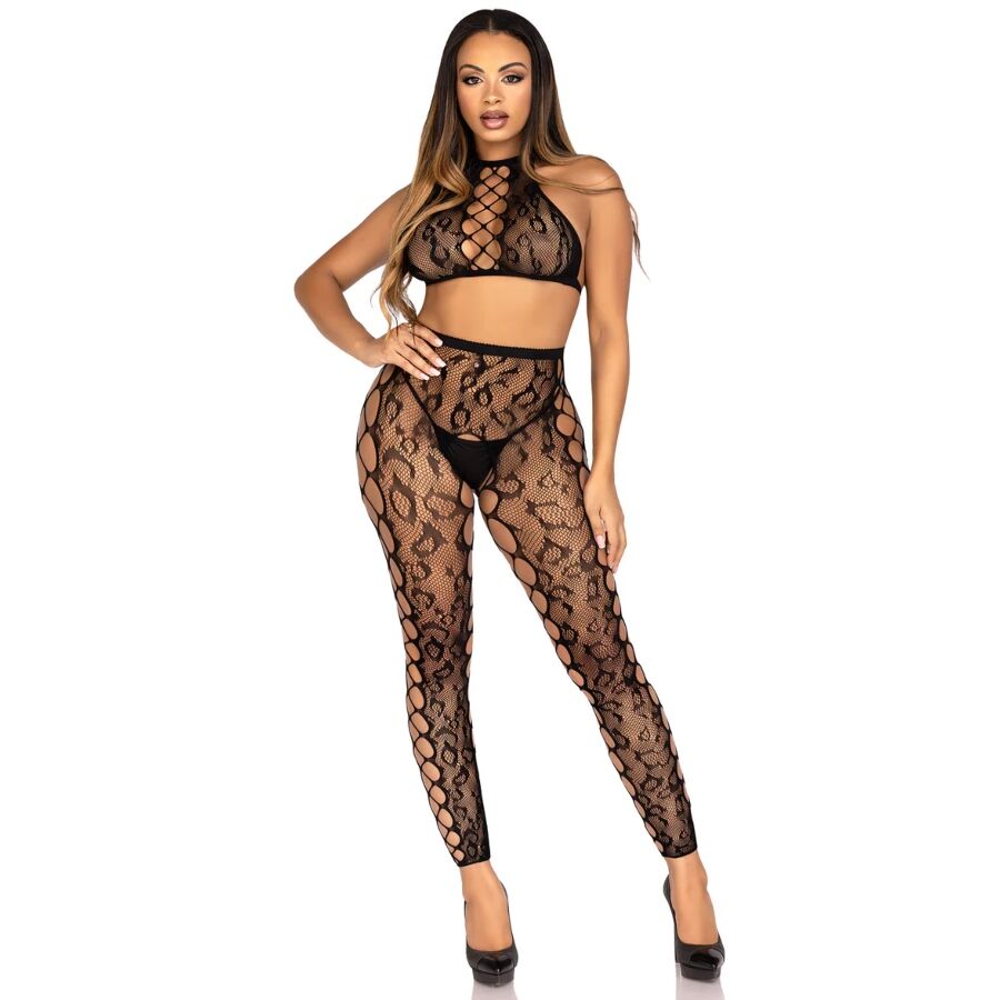 Ensemble crop top et leggings sans entrejambe noir — LEG AVENUE SETS