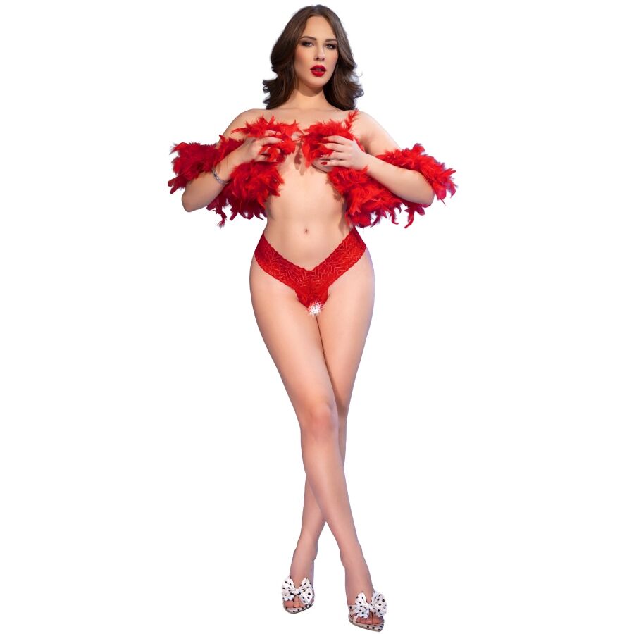 String dentelle entrejambe ouvert rouge — CHILIROSE PANTIES & THONGS