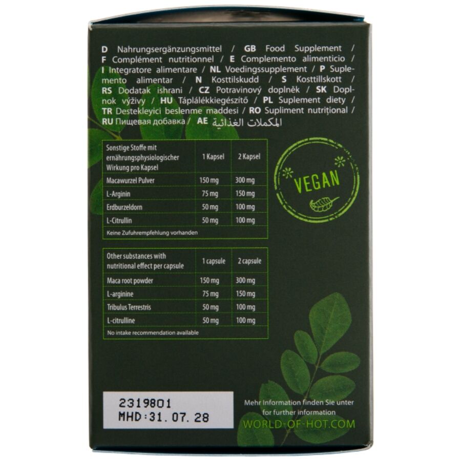 Complément alimentaire pour hommes à la Moringa, Maca et Tribulus — HOT