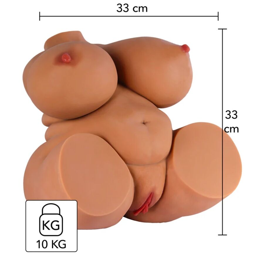 Torso feminino masturbatório voluptuoso XL com duplo orifício — HIDDEN DESIRE